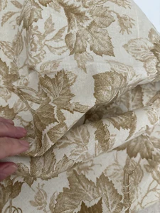 Vtg  13-25WX69L WAVERLY LYNBROOK White Beige LEAVES FLORAL FABRIC BelgraveSquare - Picture 1 of 8