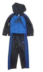 Adidas Boys Joggers Zip Up Hoodie  3 T Gray Blue - Picture 1 of 3
