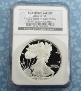 2006 W NGC PF 69 U-Cam Eagle $1, Proof 69 Ultra Cameo, Silver Dollar Set Label - Picture 1 of 6