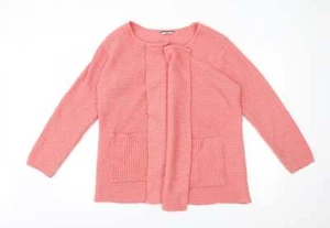 DASH Womens Pink Round Neck Acrylic Blend Cardigan Size 14 - Picture 1 of 12