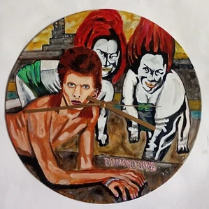 Bowie record wall clock..hand painted..recycled vinyl. - Picture 1 of 3