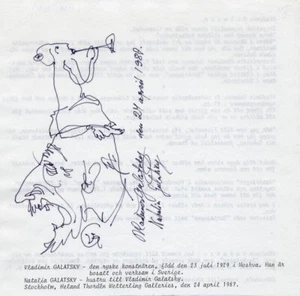 Russian Painter VLADIMIR GALATSKY Original Hand Drawn Sketch Signed from 1987 - Picture 1 of 1