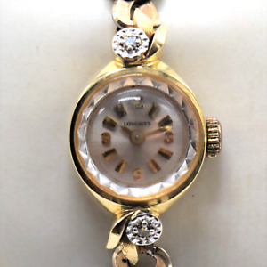 60’s Vtg Swiss Longines 14K Solid Gold Genuine Diamond Cal 410 17 J Windup Watch