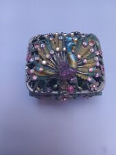 Bejeweled Peacock Embellished Trinket Box Faberge Figurine Crystals