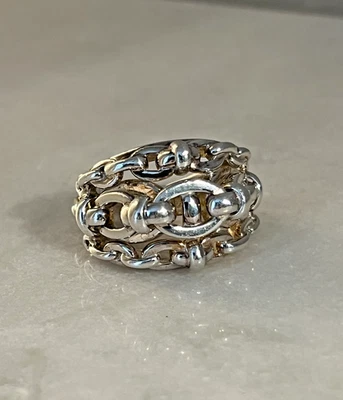 Authentic LINKS OF LONDON STERLING SILVER BRITLINES COCKTAIL RING SIZE 6 - Image 1 of 2