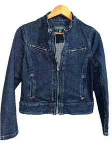 Chaqueta vaquera Y2K Lauren Jeans Co Ralph Lauren para mujer M cuello a presión recortado - Imagen 1 de 12
