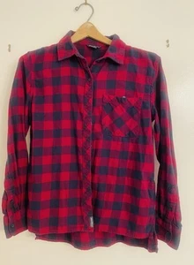 Eddie Bauer Kids S/CH Red Black Plaid Casual L/S Flannel Button Up Shirt - Picture 1 of 6