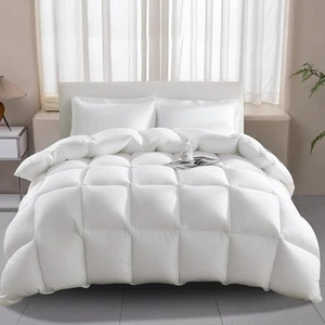 goose feature down comforter king size 850+ fill power - 100% pure cotton all... - Picture 1 of 7