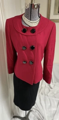 NEW Tahari ASL Skirt Suit Size 12P Petite Two Piece Set Assertive Red Wool EXEC - Image 1 of 4