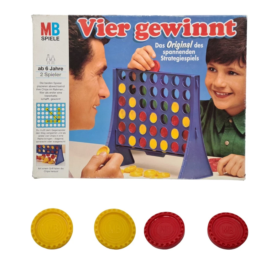 Vier Gewinnt MB Spiele Ersatzteile Chips Gelb und Rot 2 Stück Gesellschaftsspiel - Bild 1 von 3
