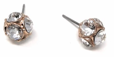 NEW KATE SPADE CLEAR/ROSE GOLD LADY MARMALADE CRYSTAL BALL EARRINGS MSRP $48.00  - Image 1 of 4