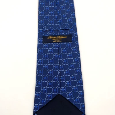 Corbata de Colección Brooks Brothers Makers 4" Azul Toda Cadena Seda Hecha en EE. UU. Foto 1 de 4