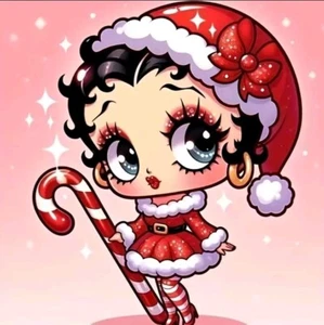 Kit Pintura Diamante Betty Boop Navidad Con Bastón de Caramelo y Sombrero 5D 30x30cm  - Imagen 1 de 5