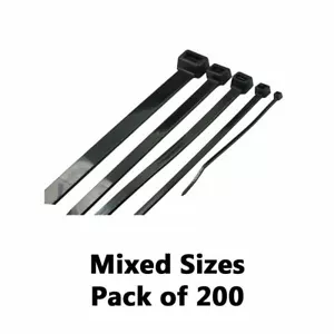 DBG Fascette per Cavi Standard in Nylon Misure Miste Nero (Confezione da 200) - Foto 1 di 1