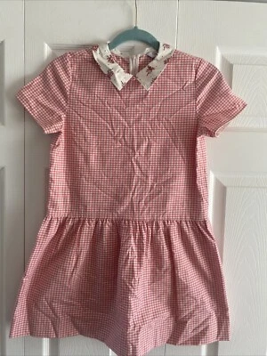 Vestido Brooks Brothers polar niñas 14 rosa guinga cuello Peter Pan casa de campo Foto 1 de 4