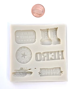 MILITÄR SORTENFORM Armee Tortendeko, Fondantform, Stiefel Panzer Heldenform - Bild 1 von 2