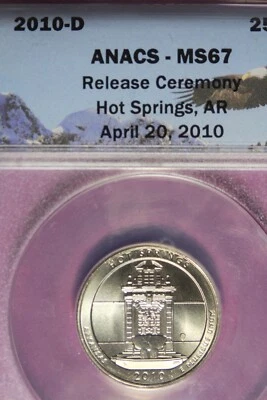 2010 D-ANACS MS67 HOT SPRINGS WASHINGTON QUARTER #B45881 - Image 1 of 2