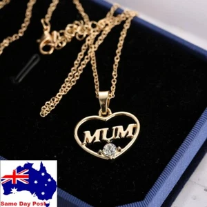 Fashion Women Jewellery Mother's Day Mum Gift Gold Heart Chain Pendent Necklace - Picture 1 of 7