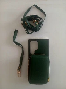 Galaxy S24 Ultra Phone Case With Wallet & Strap Accessories, Green, New - Photo 1 sur 4