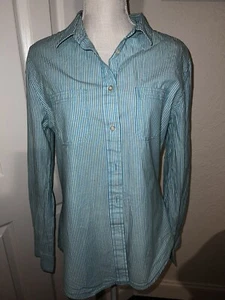 Just A Cheap Shirt Womens Blue & White Striped Button-Up Shirt Size XL - Picture 1 of 10