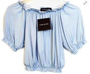 NEW PARISIAN 🌺BLUE ON/OFF THE SHOULDER QUALITY VISCOSE GYPSY TOP🌺SIZE 8 #1174* - Picture 1 of 2