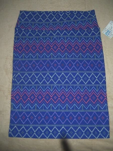 NEW LuLaRoe XL misses large CASSIE blue print SKIRT straight NWT 27+" long - Picture 1 of 5