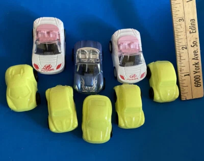 Group Of Mini Pull-Back 3 Vehicles 5 Yellow ￼Plastic Volkswagen 1  1/2” 2” - Image 1 of 4