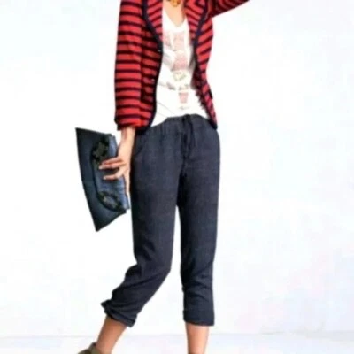 Cabi Lightweight Navy Polka Dot Print Drawstring Slouchy Jogger Pants Size M 414 - Image 1 of 4