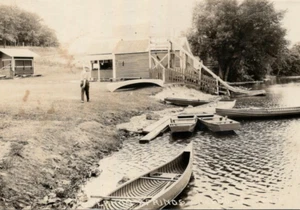 1922 Canoe Water Slide Turkey River Cresco Vernon Springs Iowa RPPC Postcard - Picture 1 of 3