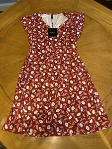 NWT Womens Just Fashion Now red floral dress sz Small Jersey Cap Sleeve - Picture 1 of 7