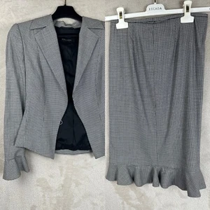 Escada Vintage Houndstooth Skirt Suit Size XS 34 Wool & Silk - Picture 1 of 19