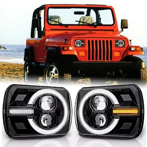 2Pcs 5x7'' 7x6 LED Headlights for Jeep Wrangler YJ Cherokee XJ Ford Chevy Toyota - Picture 1 of 10