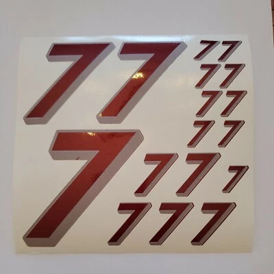 Metallic Burgandy w gray #7's Racing Vinyl Decal Sheet 1/10-1/12 DEFECTIVE BOXD - Image 1 of 4
