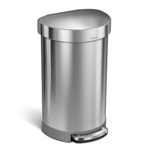 45 Liter/ 12 Gallon Semi-Round Hands-Free Step Trash Can, Brushed - Picture 1 of 5