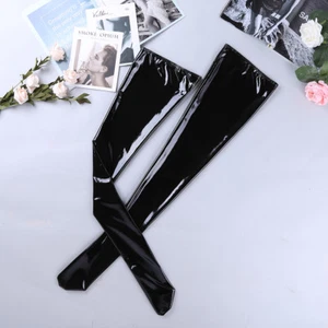 Sexy Para Hombre Medias hasta el muslo Patente Cuero Delgado Largo Look Húmedo Calcetines Prendas para club nocturno - Imagen 1 de 6