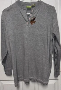 VTG Scooby Doo Cartoon Network Gray Henley Embroidered Shirt Top 90s 2001 Y2k - Picture 1 of 4