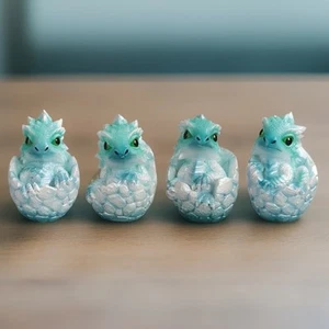 4-PC Set 3.5"H Dragon in Egg Figurine Ornament Home Decor Unique Gift - Picture 1 of 1