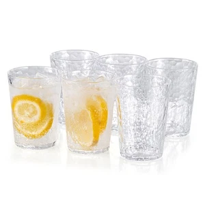 Hammered 15-ounce Plastic Tumbler Acrylic Glasses, set of 6 Clear - Picture 1 of 4