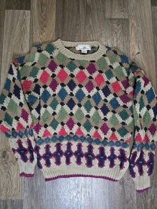 Boston Traders Handstrick 100% Baumwolle Pullover Hong Kong Bunt Vintage M - Bild 1 von 9