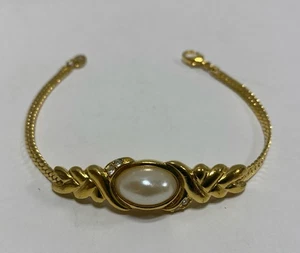 Vintage Avon Faux Perle goldfarben Kette Armband gedreht geflochten Schmuck 7,25" - Bild 1 von 4
