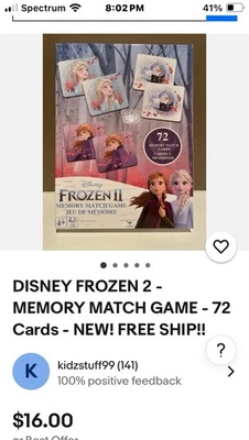NEW! Disney Frozen 2 Memory Match Game 72 Cards Elsa Anna Olaf & MORE - Image 1 of 4