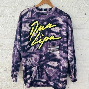 H&M Purple Tie-Dye Dua Lipa Don’t Start Now Sweatshirt Pullover Size 16/18 GUC - Picture 1 of 6