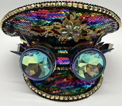 Sombrero militar capitán bling pedrería rave festival fiesta hombre ardiente gorra vapor Foto 1 de 4