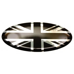 Union Jack Royal British drapeau autocollant Range Rover OVAL 100% noir Chrome - Imagen 1 de 1