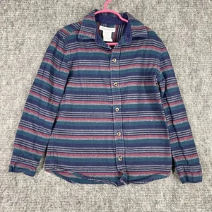 Tommy Bahama Shirt Boys M Blue Cotton Striped Board Flannel Button Up - Picture 1 of 8
