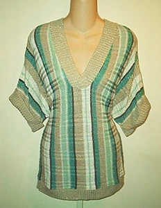 Art and Soul NWT Multi Color Short Sleeve V-neck Sweater Sm  - Picture 1 of 2