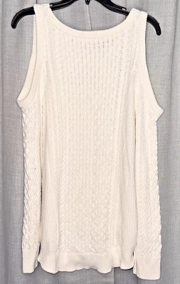 Suéter Michael Kors Para Mujer XL Blanco Tejido Algodón Hombro Frío Manga Larga Usado en Excelente Condición Foto 1 de 4