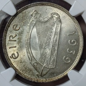 1939 Ireland Half Crown 1/2C NGC MS64 UNC Coin 2S6d 1/2 - Picture 1 of 5