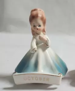 Josef Originals? Blue October Birthday Girl Month Banner Doll Figurines AS IS - Picture 1 of 11