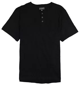 CLUB ROOM All Cotton Solid Henley Shirt sz XL X-Large Black - Picture 1 of 2